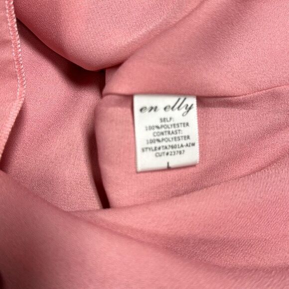 En Elly Women’s Mauve Sheer Sleeve Ruffle Blouse Size Large - Picture 5 of 6